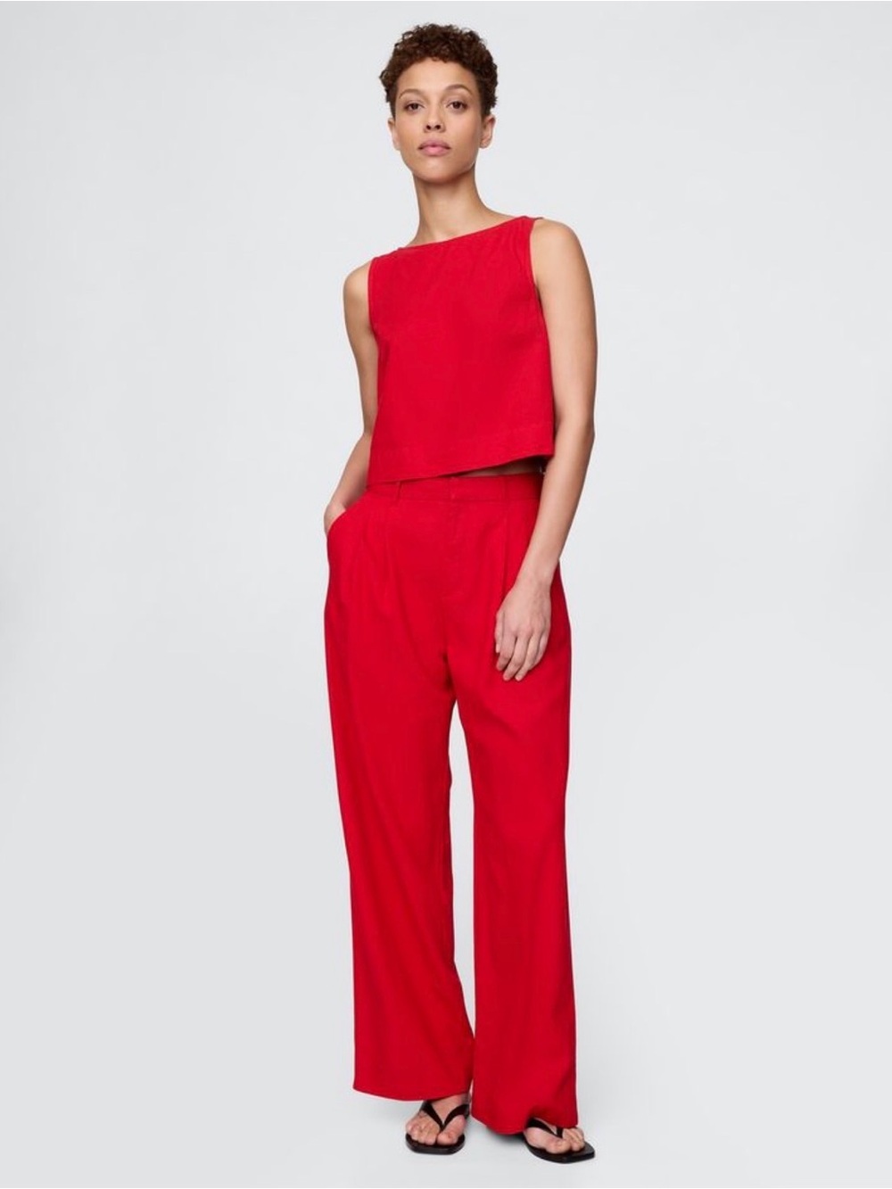 Red Wide-Leg Women's Pants